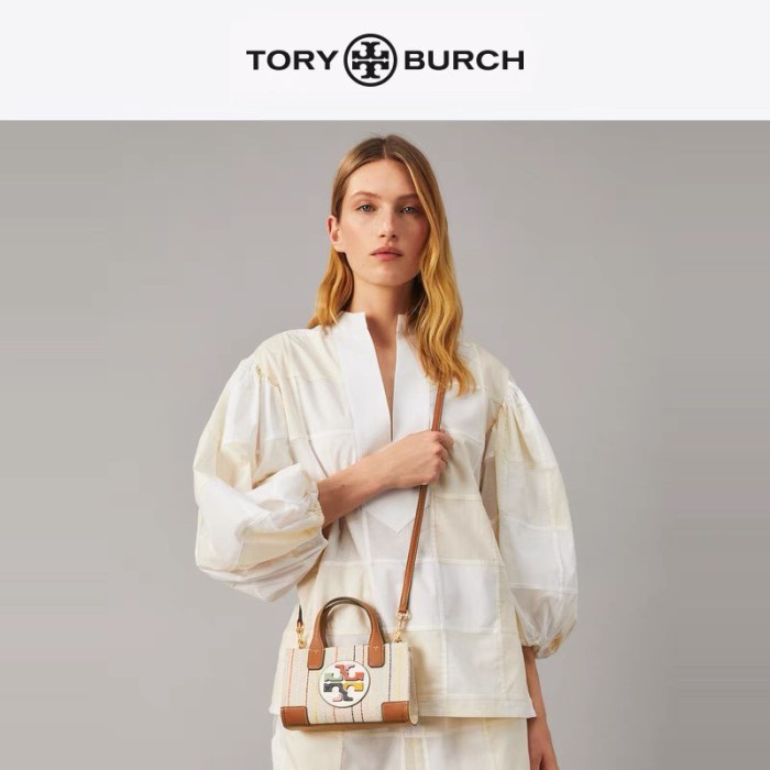 Tas Tory Burch Ella Yellow Canvas Quarant tote