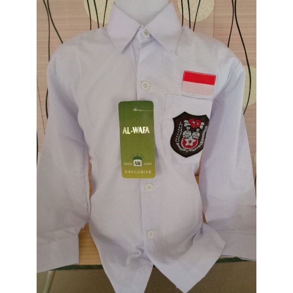 (BAJU SEKOLAH) BAJU PUTIH MERK ALWAFA EXCLUSIVE LENGAN PANJANG/SERAGAM SEKOLAH