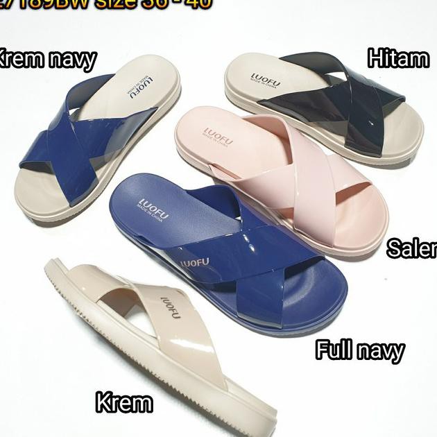 ~ SUPPLIER SANDAL JELI WANITA MURAH~ JELLY SANDAL SLOP LUOFU SILANG SENDAL WANITA KARET IMPORT