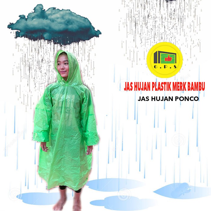 Jas Hujan Plastik LDPE Poncho Merk Bambu Tebal Murah