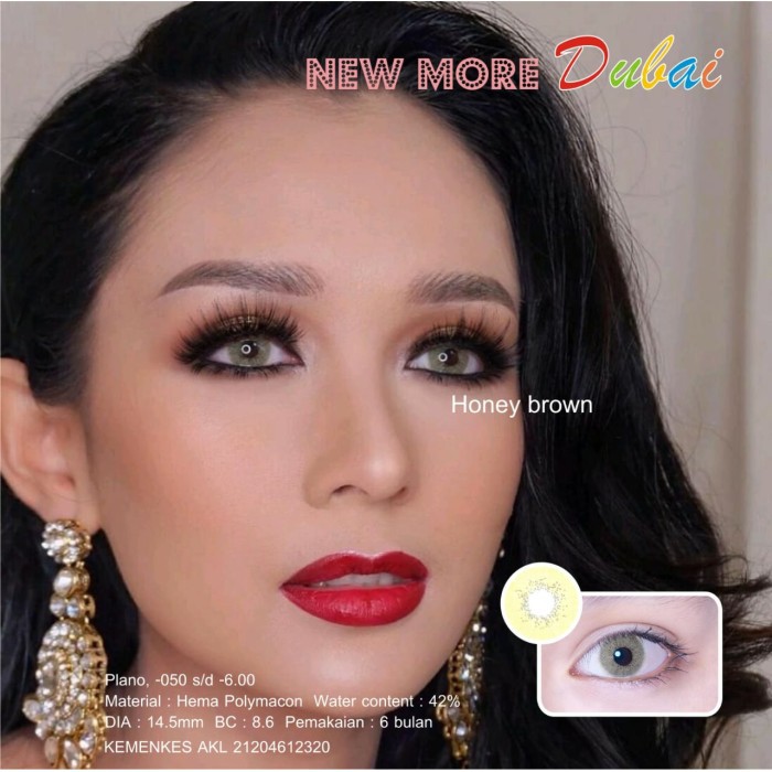 SOFTLENS MINUS DAN NORMAL NEW MORE DUBAI HONEY BROWN 14.5mm (0.00 sd -6.00) GRATIS TEMPAT SOFLEN