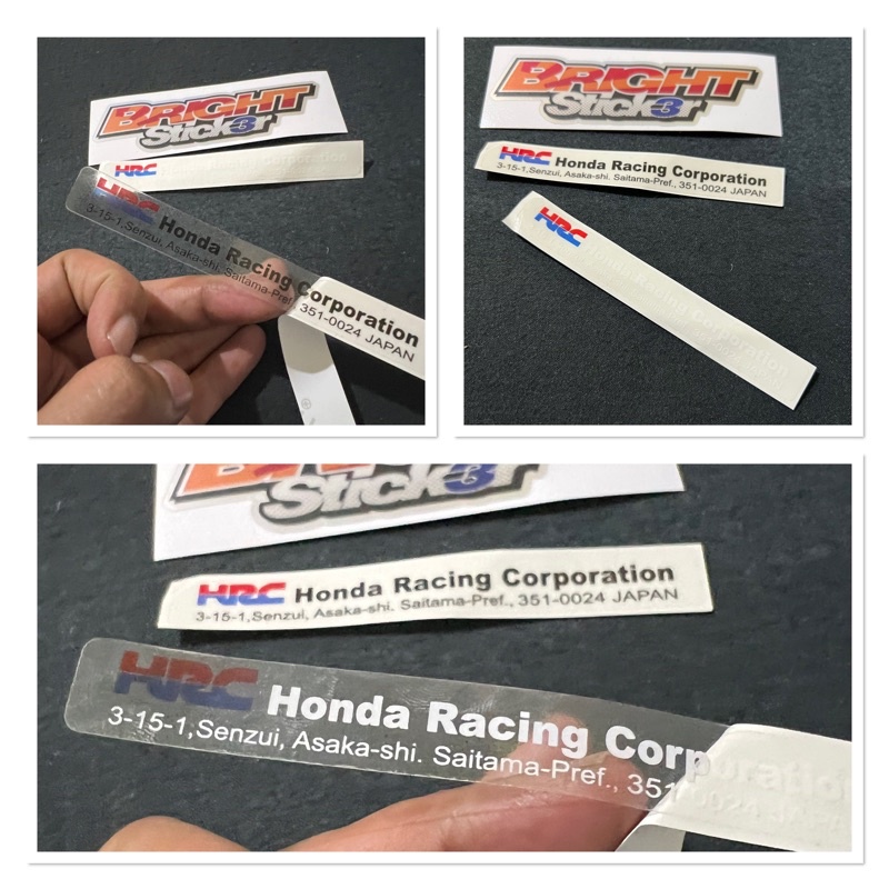 STICKER HRC HONDA RACING CORPORATION TRANPARAN