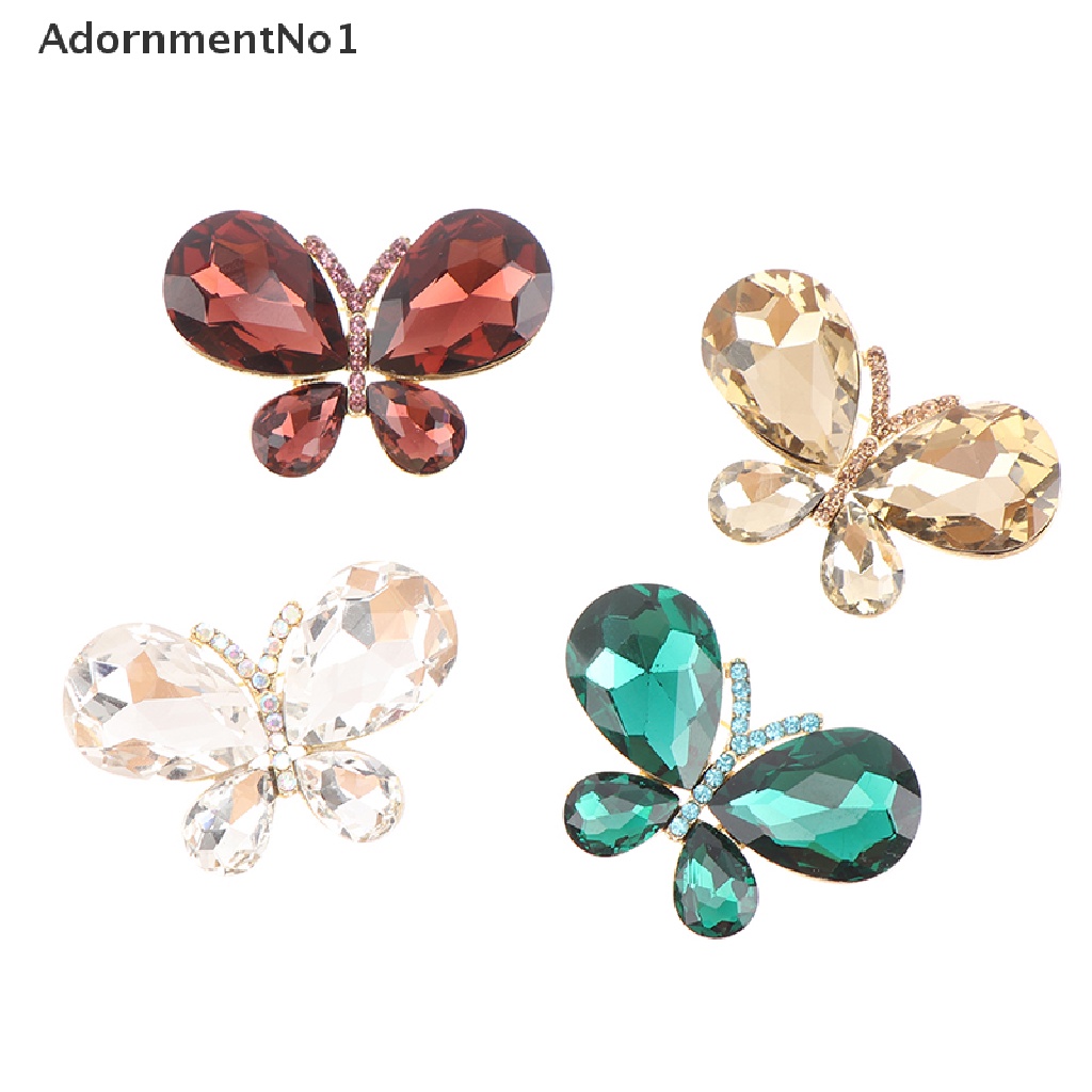 (AdornmentNo1) Bros / Pin Butterfly Aksen Kristal Untuk Aksesoris Wanita / Anak Perempuan / Kantor