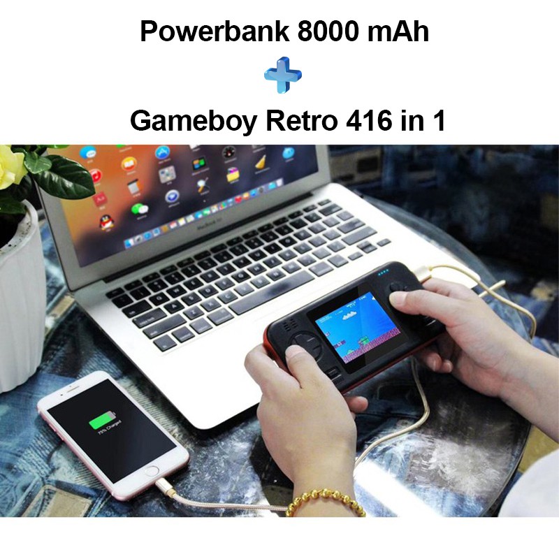 Game boy Powerbank 8000 mAh Gameboy Retro 416 in 1