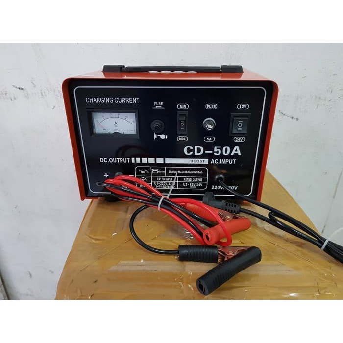 Cas Aki Charger Aki 50A Ampere Amper Accu 12v &amp; 24v Baterai Mobil Motor