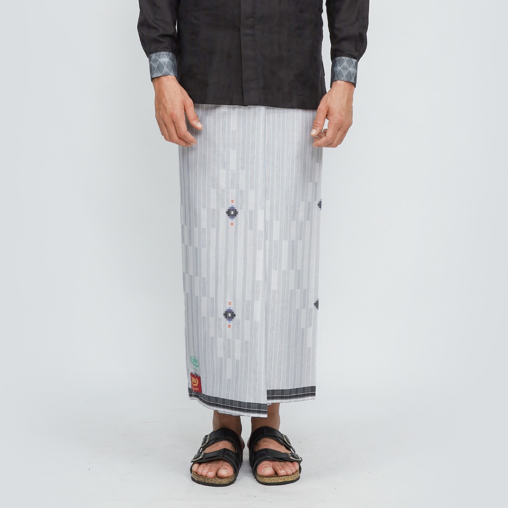 Sarung BHS Excellent Gold Motif Songket Piramida Putih Biru / BHS SPM / BHS EXCELLENT GOLD