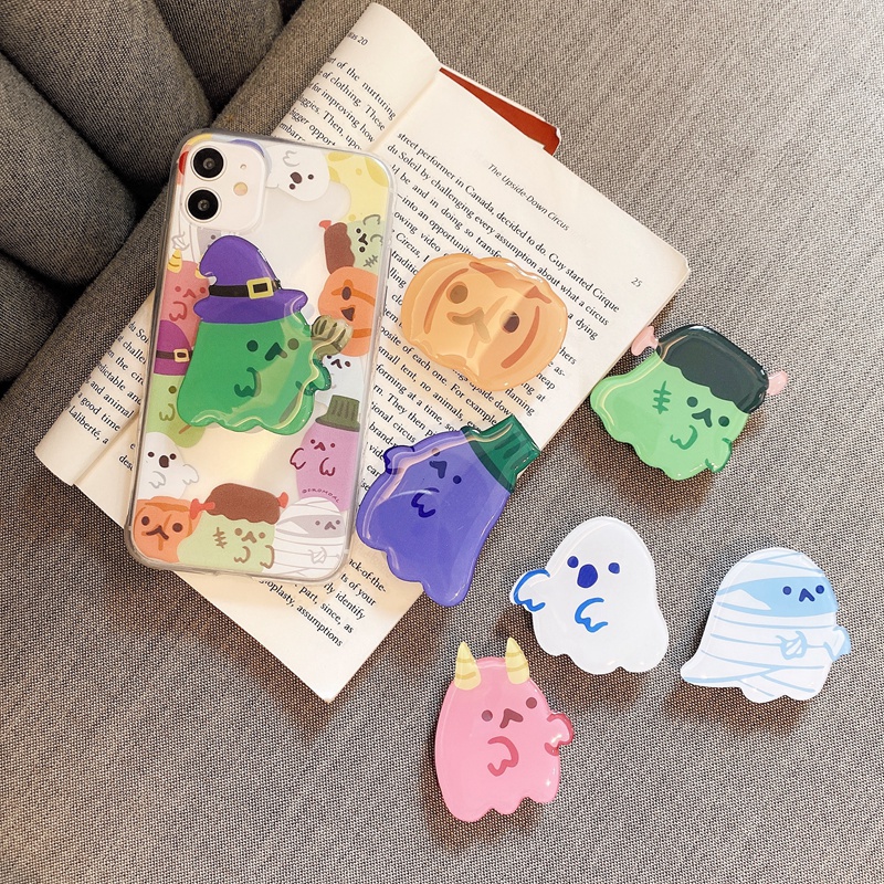 Halloween Popsocket Finger Holder Bentuk Kartun Ekspresi Lucu Untuk Iphone Oppo Vivo Xiaomi Redmi Samsung