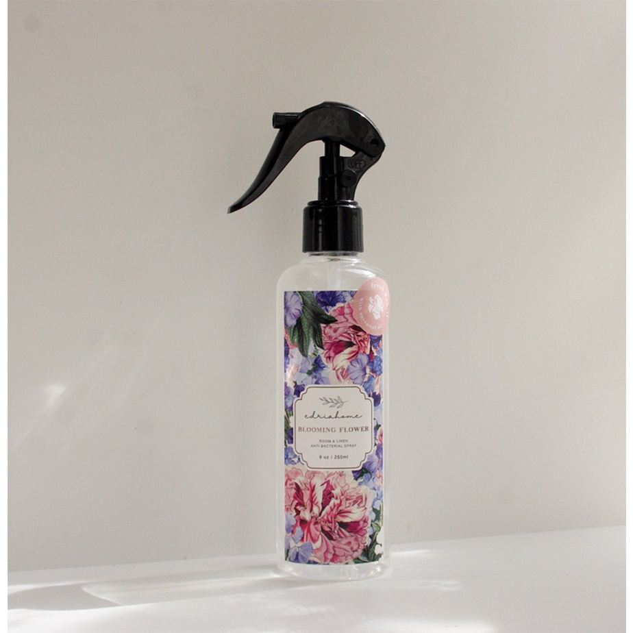 Edriahome Room and Linen Spray Blooming Flower 250 ML/ Spring in Provence Series/ Anti Bacterial/ Multipurpose Room and Pillow Spray / Fabric Spray / Bed Spray /  Pillow Spray /  Laundry Spray / Odor Eliminator / Pengharum Ruangan dan Kain