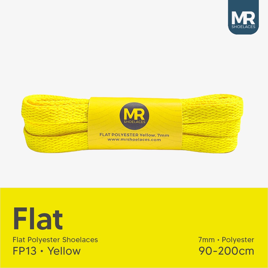 MR Shoelaces FP13 Kuning Yellow Tali Sepatu Polyester Pipih Flat 7mm 80cm 90cm 100cm 120cm 130cm 150cm 180cm 200cm untuk Sneakers - Premium Shoelace