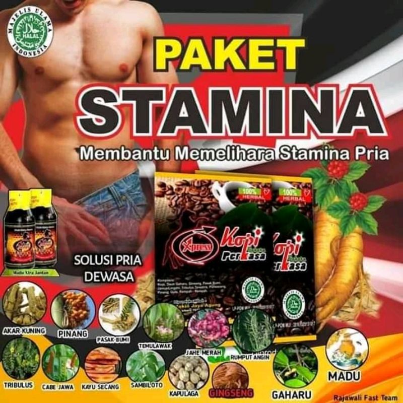 Paket stamina pria extra Kopi Perkasa Gaharu MJA dan Madu Borneo MJA Xtra Jantan