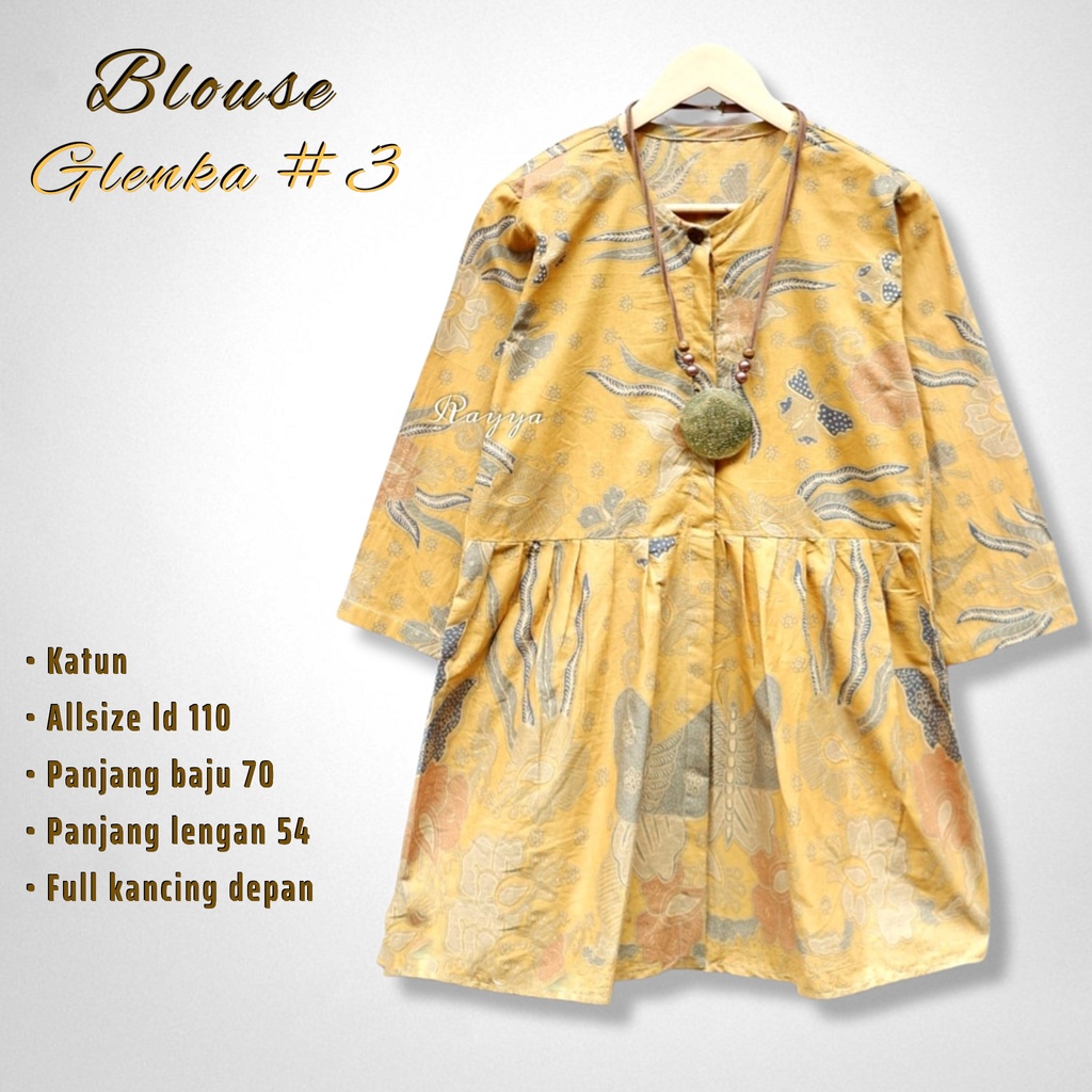 Glenca blouse batik solo atasan kerja blus kantor blus wanita