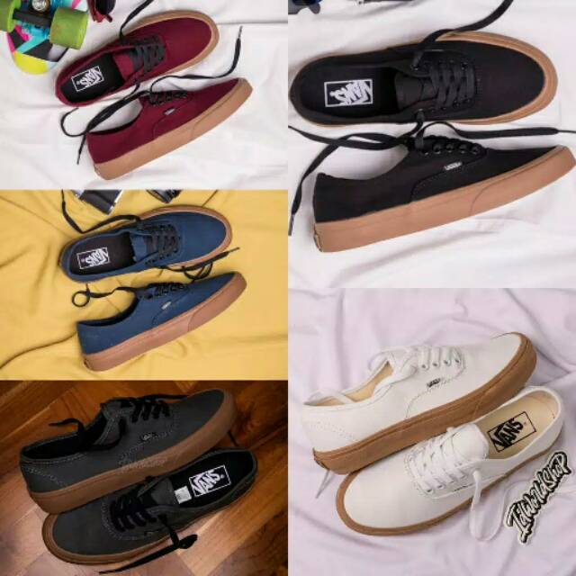  SEPATU  VANS  AUTHENTIC GUM HITAM MARUN NAVY ABU PUTIH 