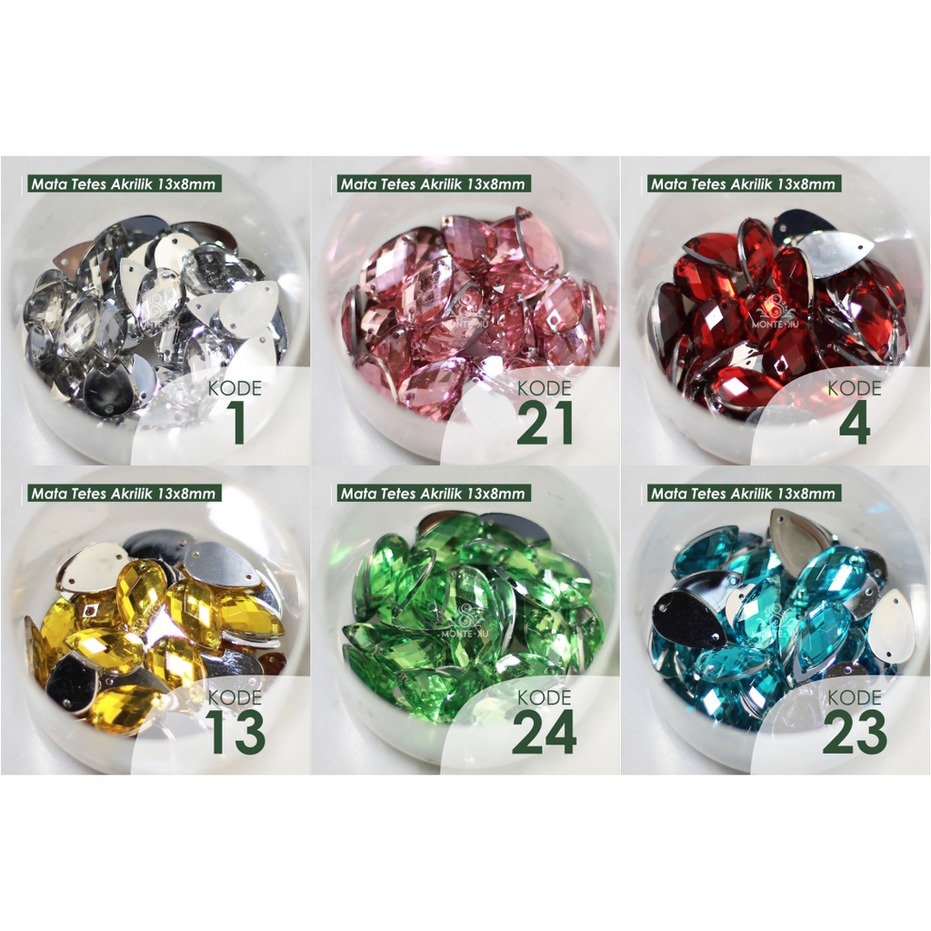 Monte Manik Mote Beads Borci Payet Mata Tetes 13x8 Akrilik Kristal Jahit Kecil bisa COD