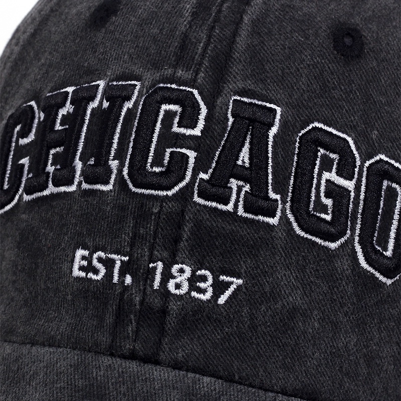 Topi baseball Warna solid Gaya vintage chicago Cowboy Untuk pria Dan wanita