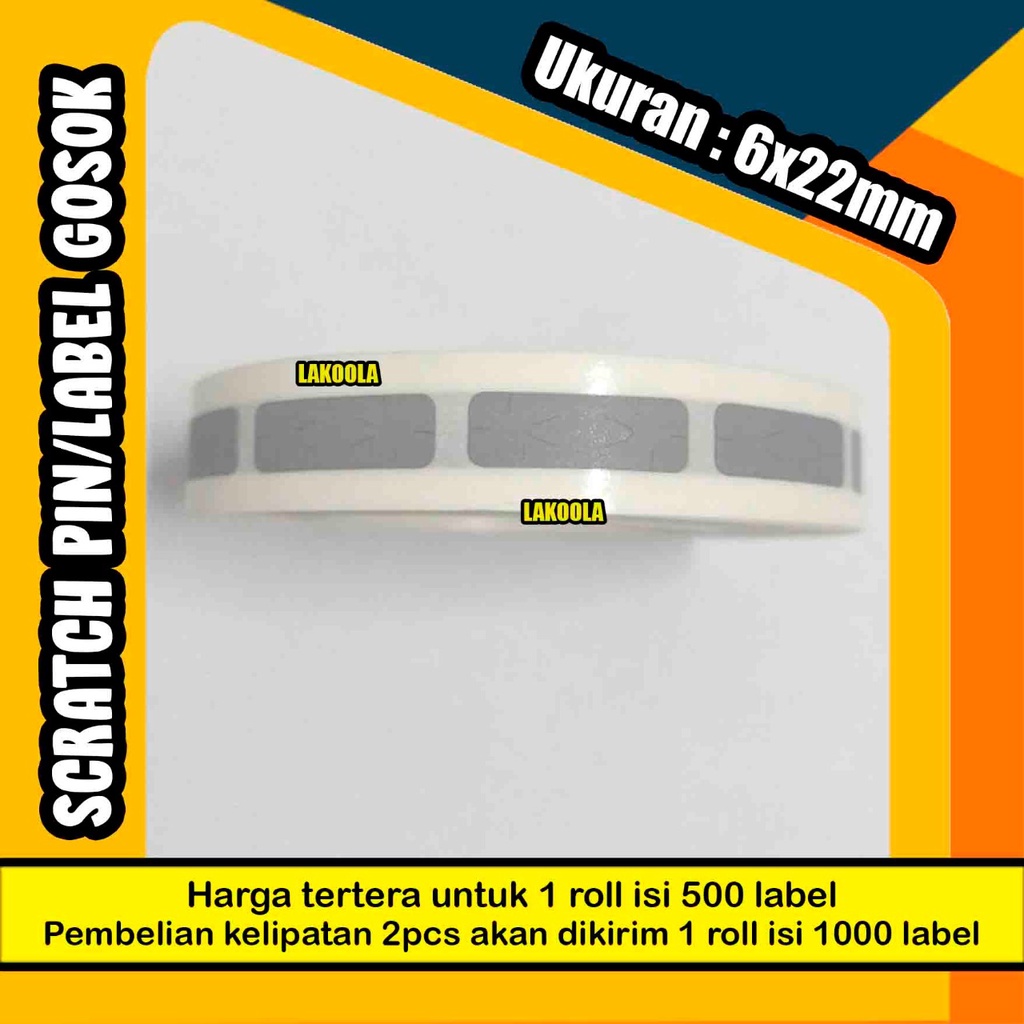 

1000 pcs 6x22 mm Scratch Pin label gosok Sticker Gosok 6x22 mm