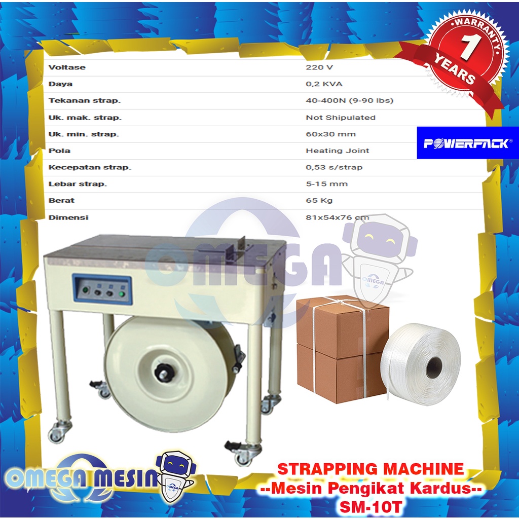 

Mesin Pengikat Kardus / Strapping Machine SM-10T POWERPACK - Semi Otomatis