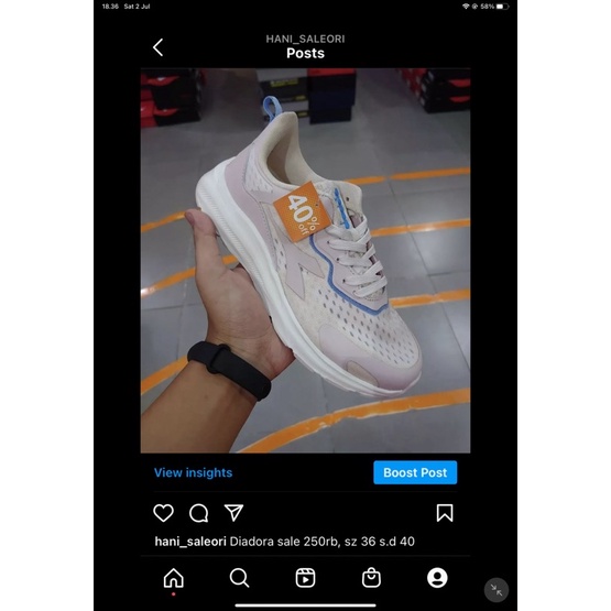 Ori Sale 50% Sepatu Diadora putih nude pink CORNELIO Cewek