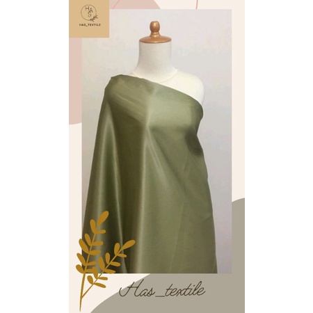 Kain Satin Velvet Premium Warna Hijau Olive Bahan Seragaman Bahan Furing
