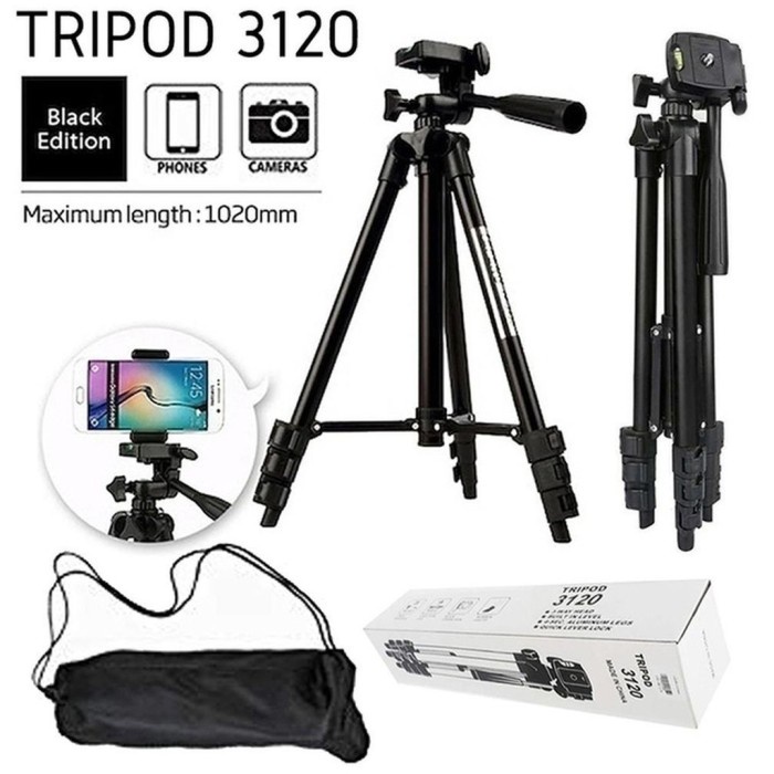 Tripod HP atau handphone camera 1 meter BLACK 3120 plus pack dus