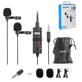 Microphone Boya BY-M1DM Dual Omni Lavalier Mic Directional Clip-On Smartphone Camcorder Perekam Audio Pc