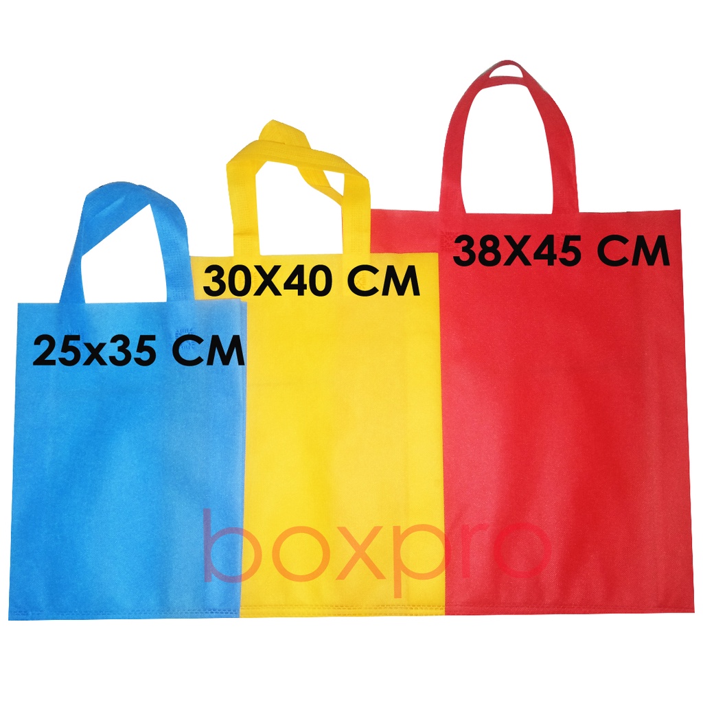 

TAS SPUNBOND HANDLE SIZE 38x45 cm GOODIEBAG tas polos aneka warna 75gsm