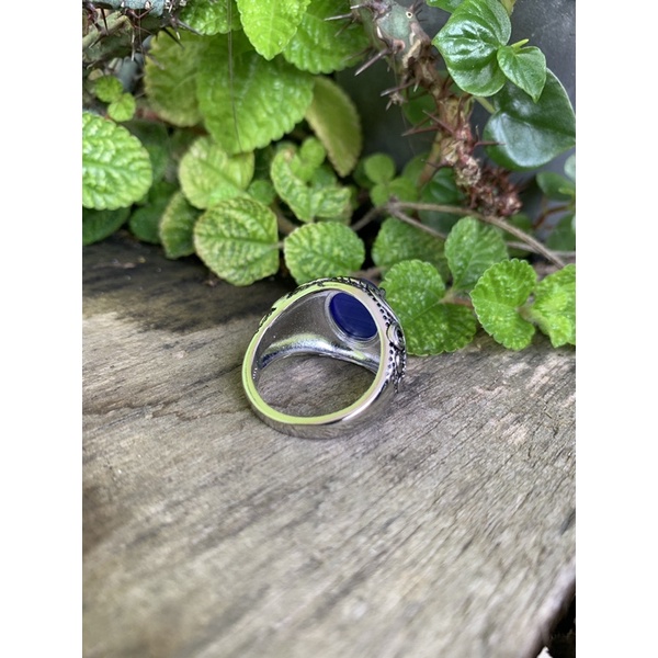 Cincin Batu King Safir Fenomena Cat Eye Kantoran Ring Motif Bali Mewah