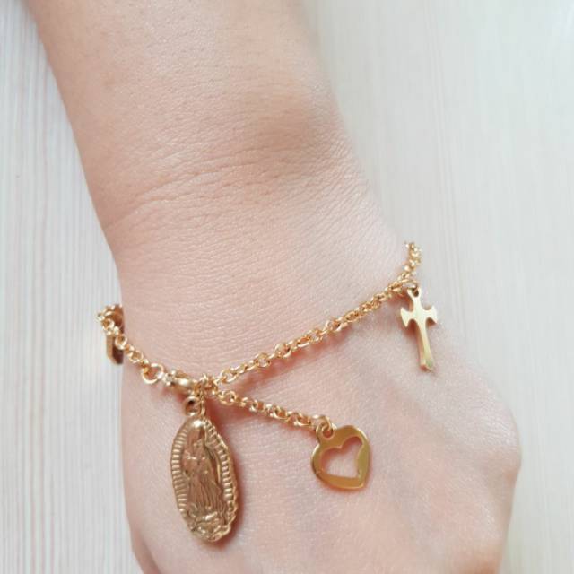 Gelang fashion rosario titanium gold antikarat K04