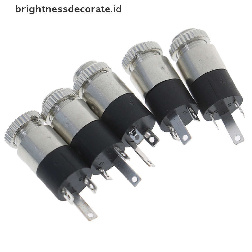 (Birth) 5pcs Pj392 Jack Audio 3.5mm Female Warna Silver Untuk Headphone (Id)
