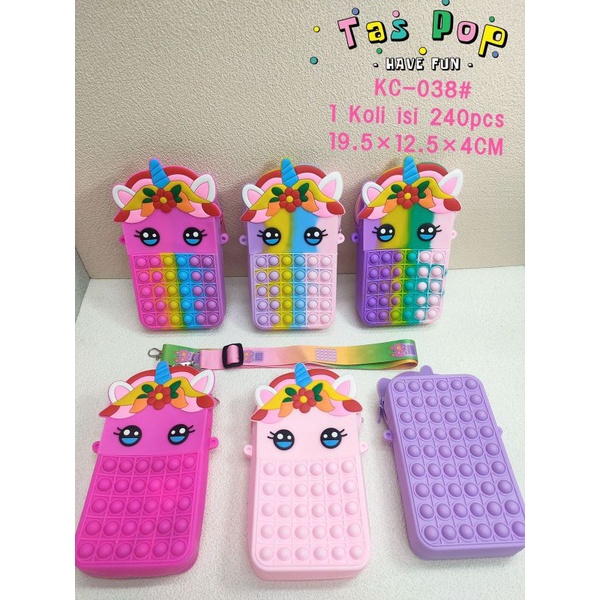 Pop It tas selempang anak cewek ukuran gede motif random harga/pcs