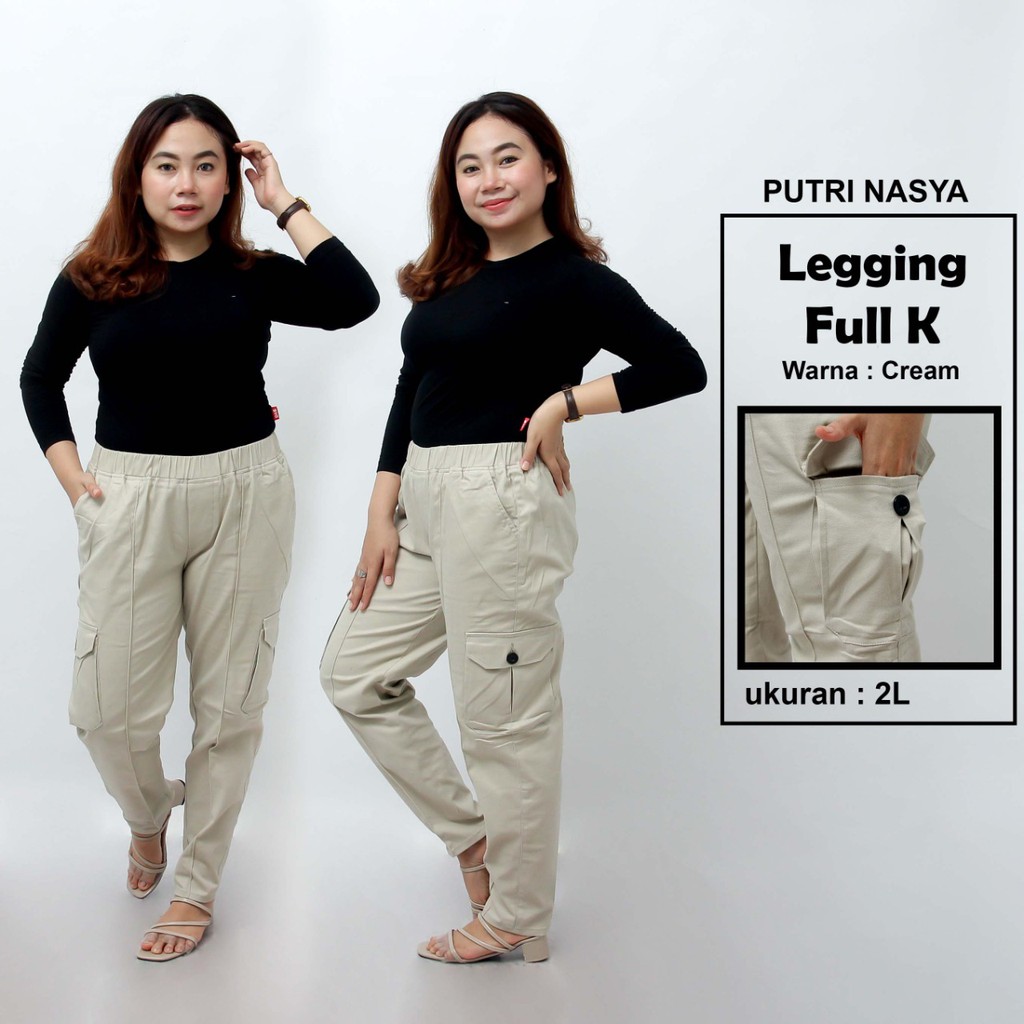 Putri Nasya - Celana Big Size Panjang Ukuran 8L,6L,5L,4L,2L,XL, All Size Warna Cream Moca Capucino Abu Tua Muda Hitam