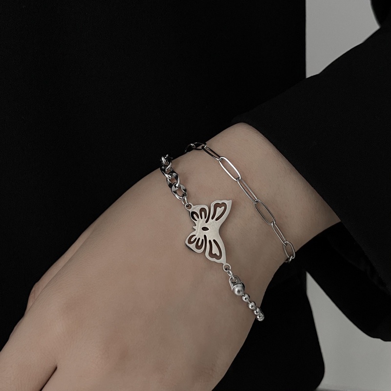 Double Butterfly Bracelet Accessories Fashion Simple Versatile Hip-hop