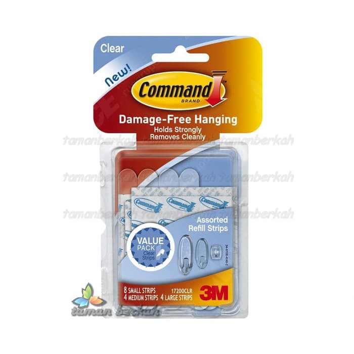 

M COMMAND STRIP ISI ULANG REFILL STRIPS CLEAR ASSORTED 17200CLR