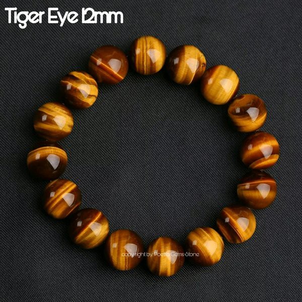 GELANG BATU NATURAL TIGER EYE MEWAH DAN TERMURAH 12MM