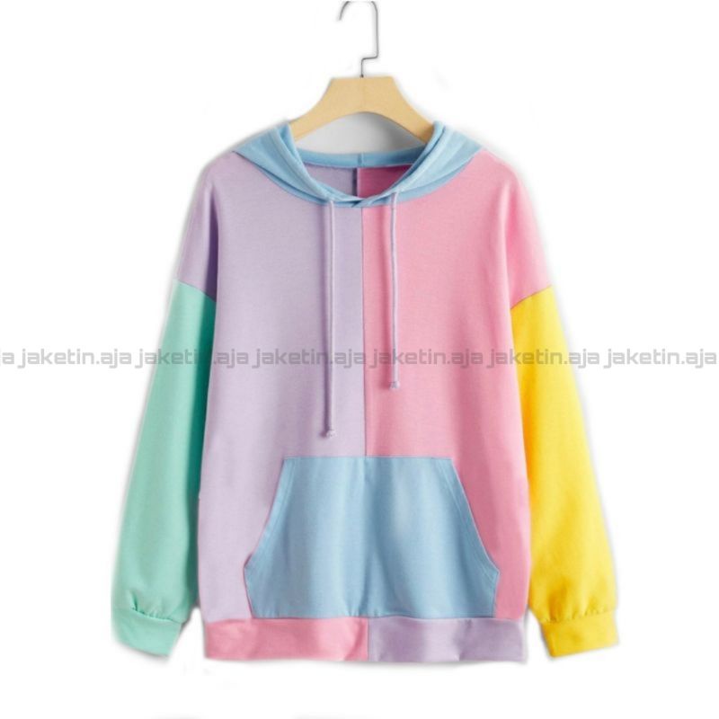 S - XXXXXL(6XL) Hoodie Kombinasi Mix Warna Full Color BIGSIZE/ (BISA CUSTOM) Jaket Lilac Biru Muda Pink Kuning Tosca Oversize Cute Hijau Botol navy Unisex Jumbo Pastel Colour Threetone