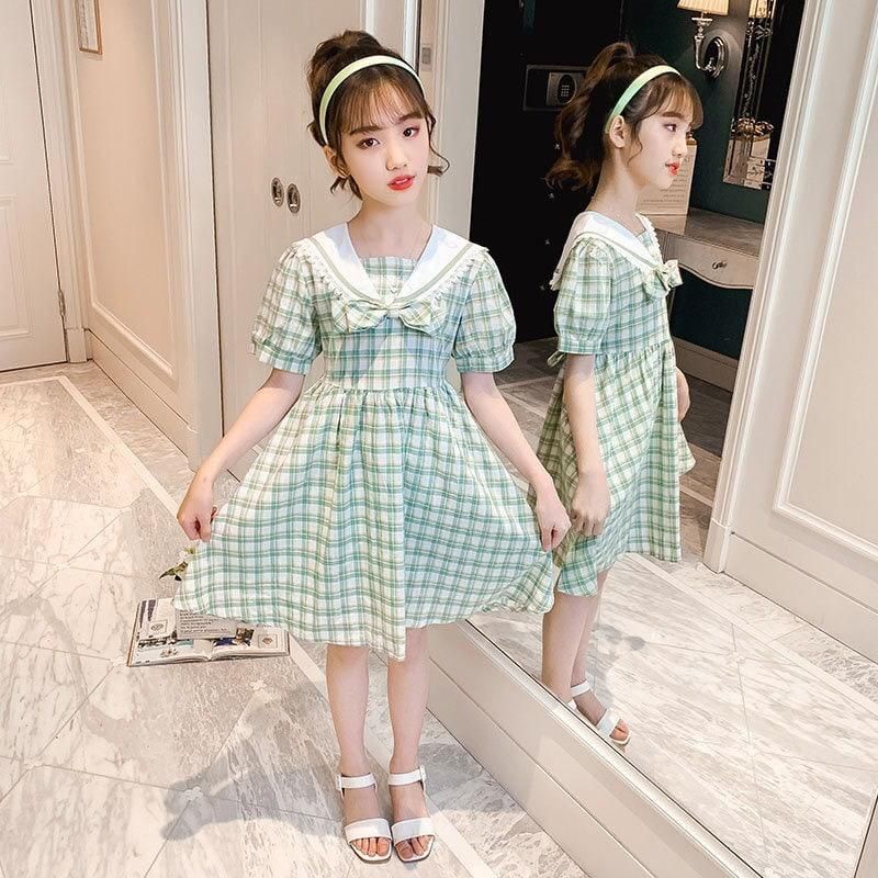 DRESS ANAK IMPOR / DRESS ANAK TARTAN BUFFALO RIBBON / DRESS TARTAN