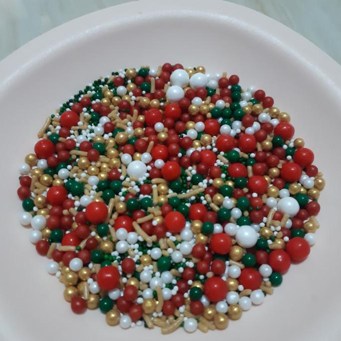 

sprinkle pearls christmas hiasan kue/cupcake spikle 4 warna
