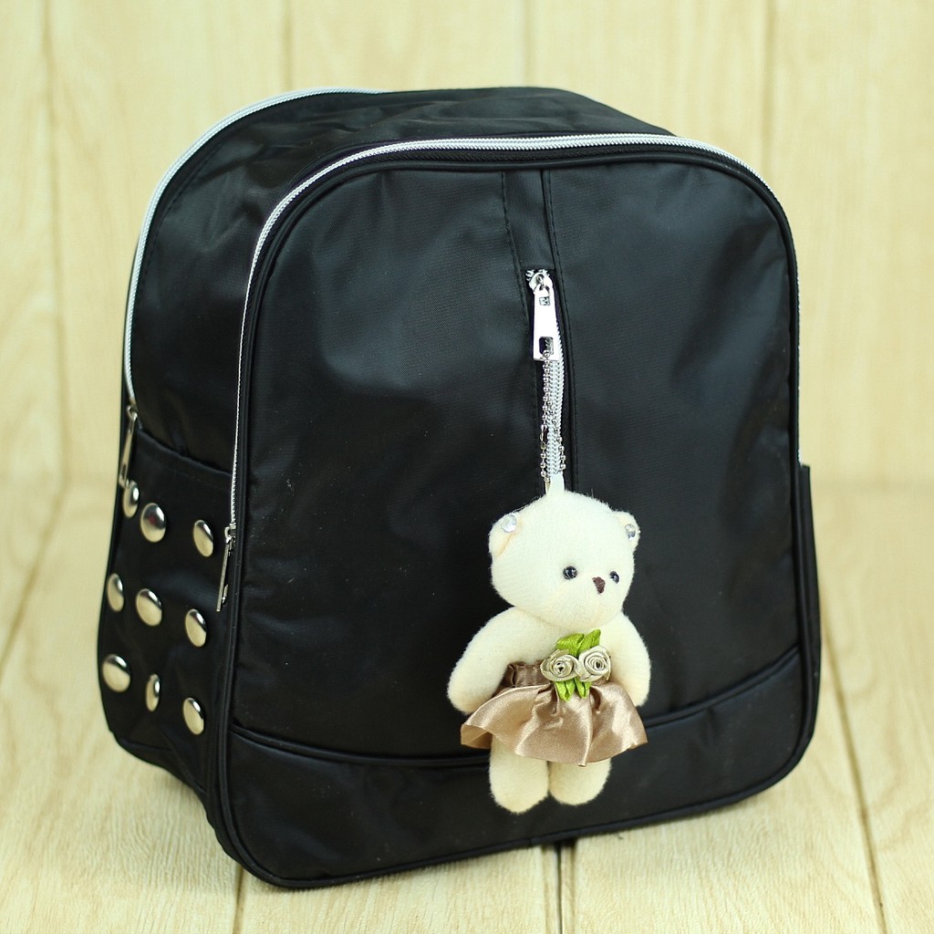 Tas Anak Cewek Mini Korean Style Hitam Tas Sekolah Gendong Cewek Hitam Boneka Ransel Remaja SD SMP Tas Anak Ngaji Bahan Bagus