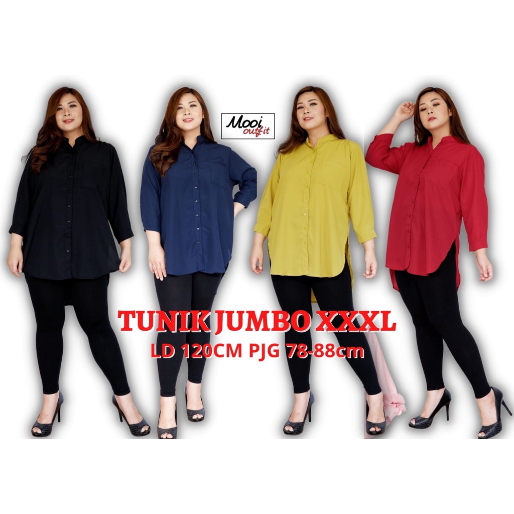 Kemeja Tunik Jumbo Terbaru / Tunik Kemeja Krah Shanghai Kekinian / Tunik Jumbo Xxxl Ld 120 Modern / Tunik Jumbo Busui / Baju Tunik Jumbo / Tunik Jumbo Ld 130 / Tunik Wanita Jumbo  / Tunik Wanita Terbaru Kekinian / Tunik Kemeja Wanita Jumbo Murah