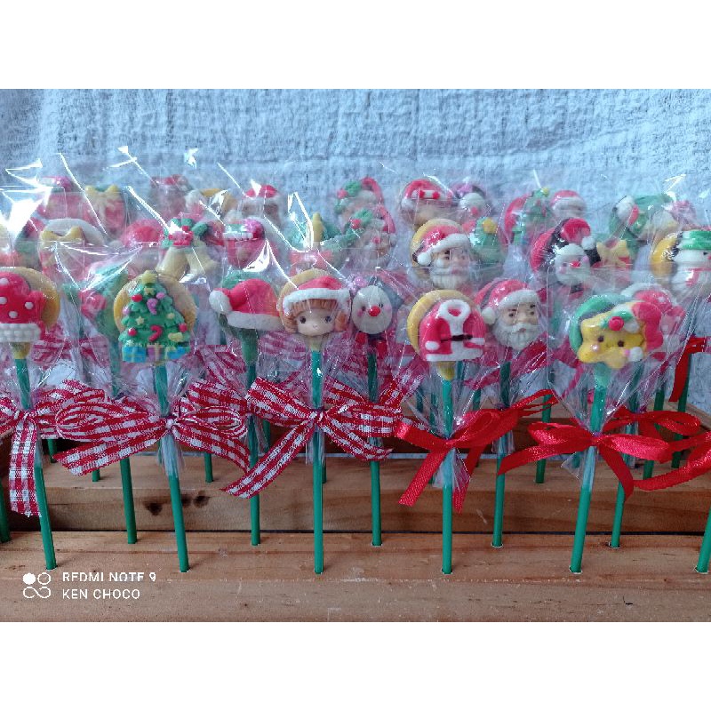 

(min 20pcs) Coklat lolipop natal