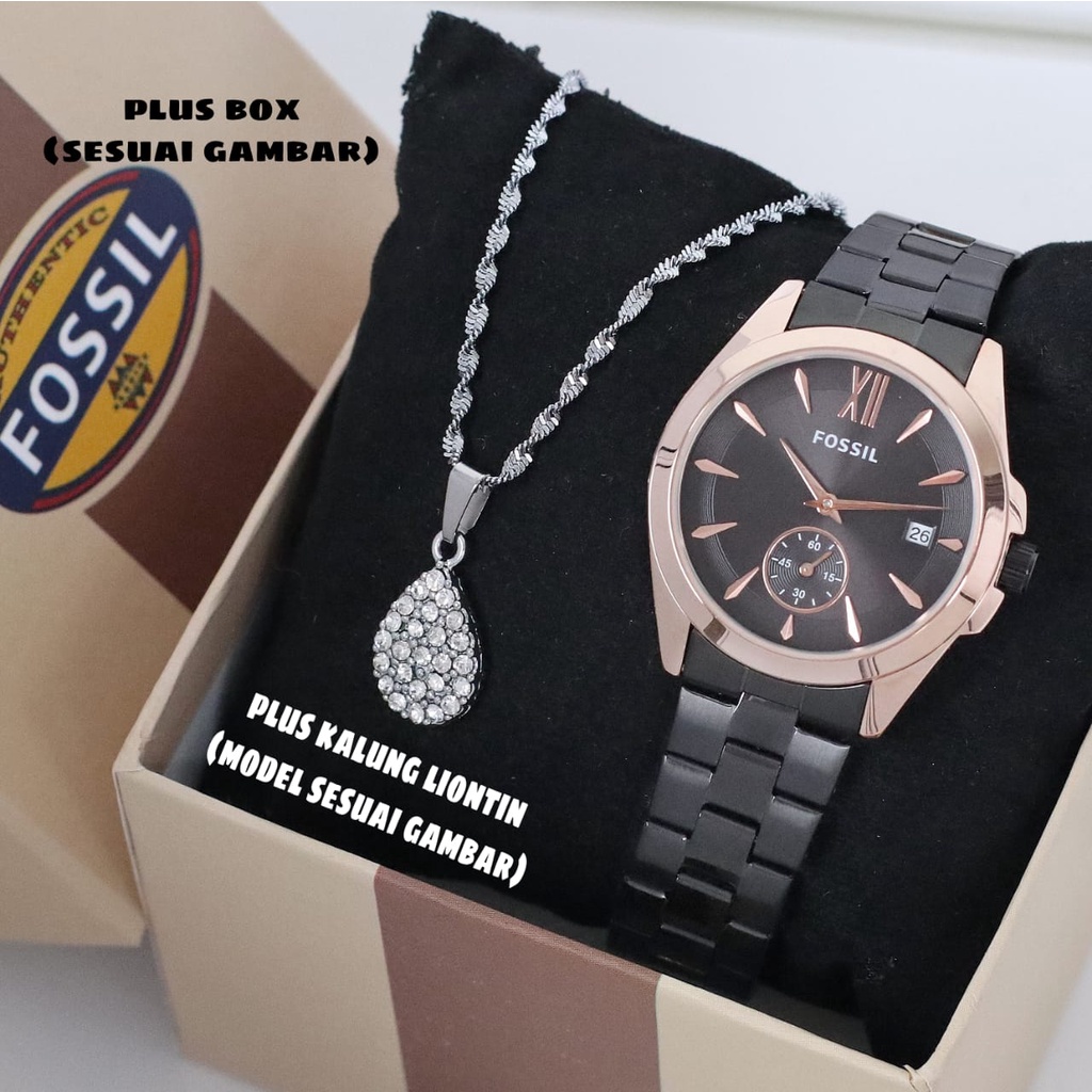 Jam Tangan Wanita Fashion S31303L Tali Rantai Tanggal Detik Bawah Aktif Free Box Exclusive Kalung &amp; Baterai