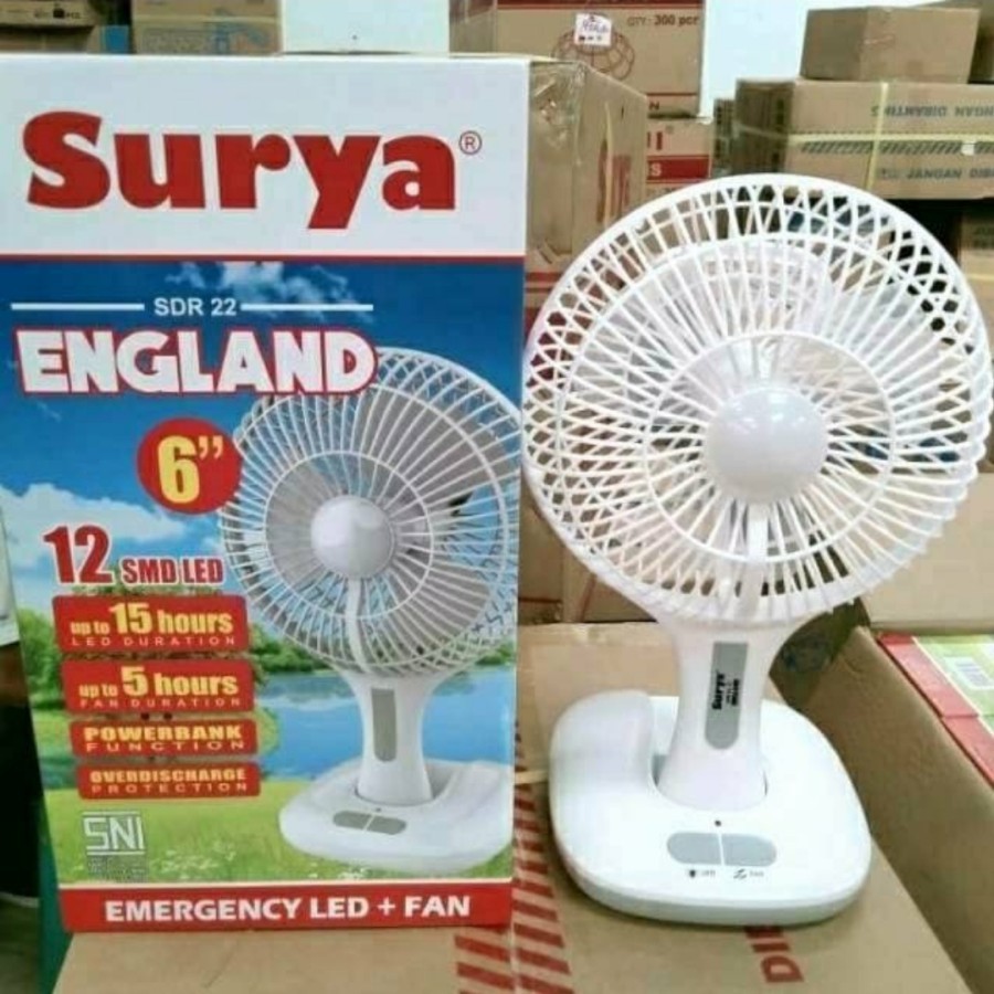 SURYA ENGLAND - Kipas Angin Emergency 6&quot; + Lampu / Kipas Angin 6 inch