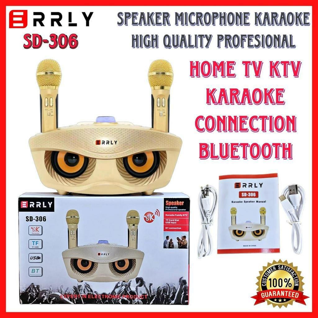 Speaker Bluetooth Karaoke SDRD / ERRLY SD-306  DUAL MIC Wireless ORI 100% Speaker Aktif Mata Elang Dah Free Bubble N Dus LUAR