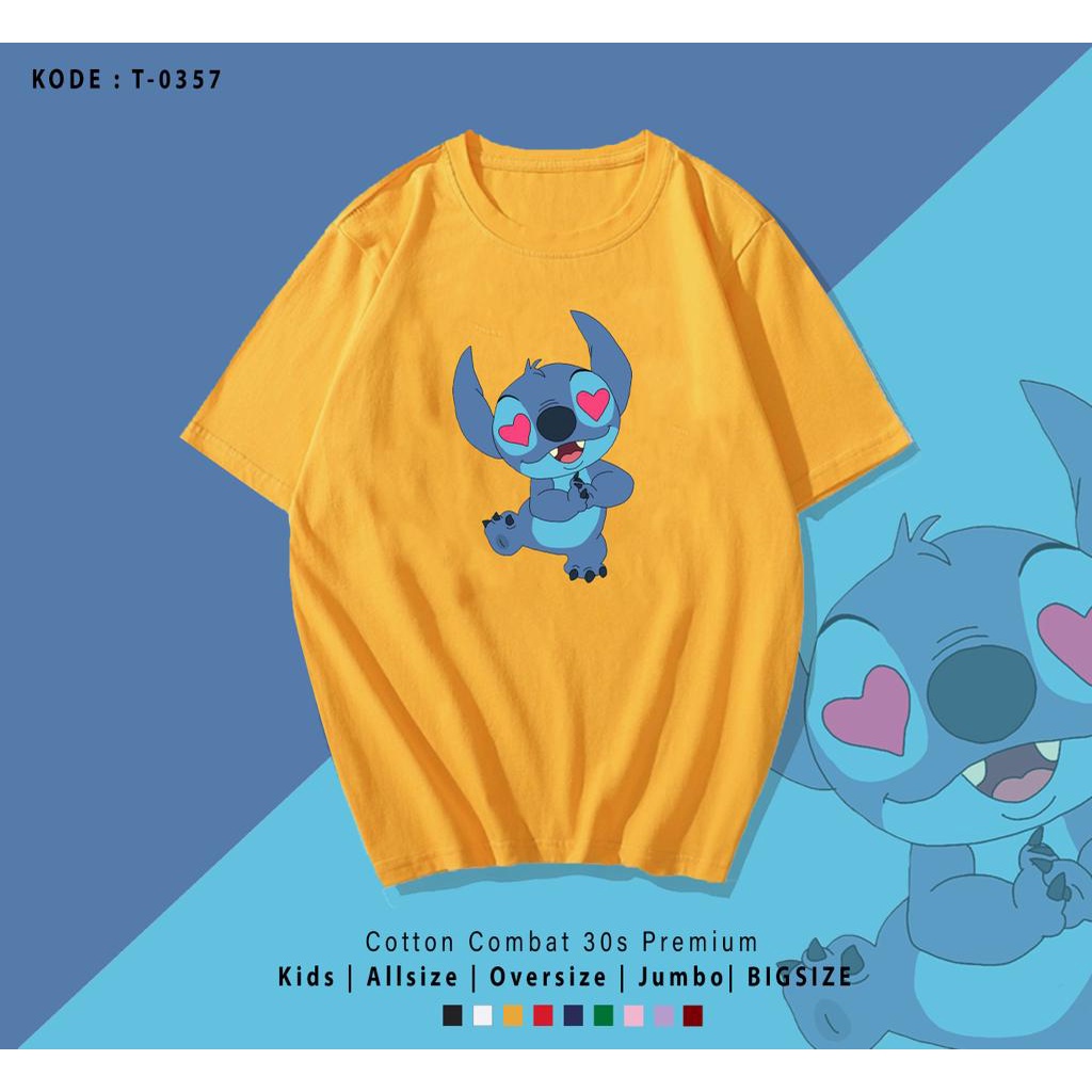 KAOS STICH MOTIF LOVE / KAOS SIMPLE / KAOS SANTAI / KAOS OVER SIZE / UK M-XL / KAOS LENGAN PENDEK / O NECK/ KAOS PRIA WANITA