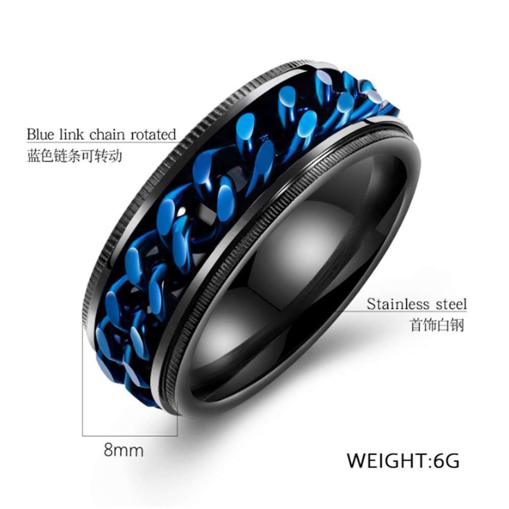 Cincin Titanium Steel Model Rantai Rotable Untuk Pria