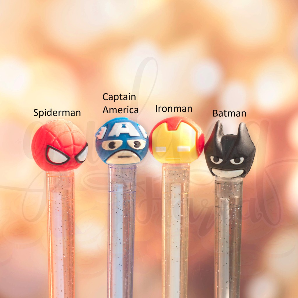 Pulpen Gel Heroes Spiderman Batman Ironman Captain America Pena GH 307139