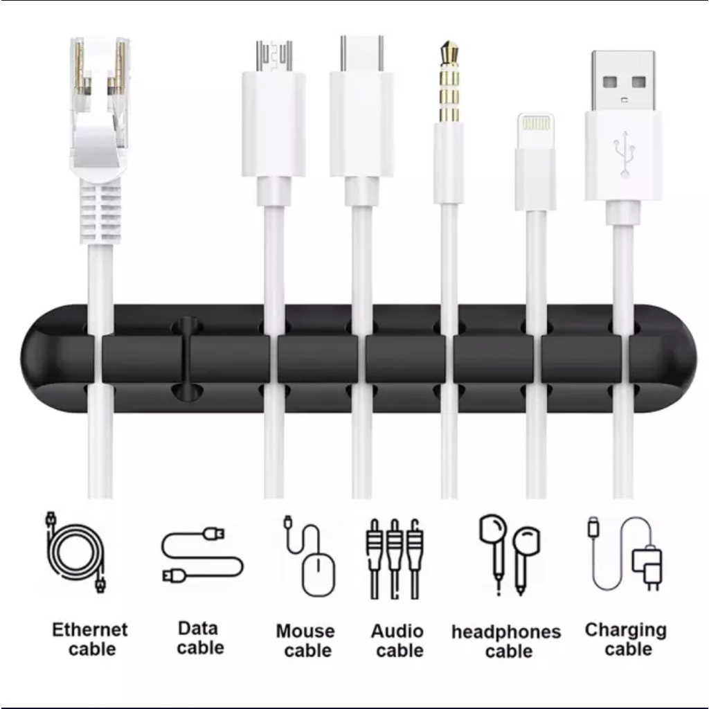 (B227) Karet holder kabel casan 3 5 7 lubang gantungan kabel casan earphone kabel data cable organizer klip kabel silikon