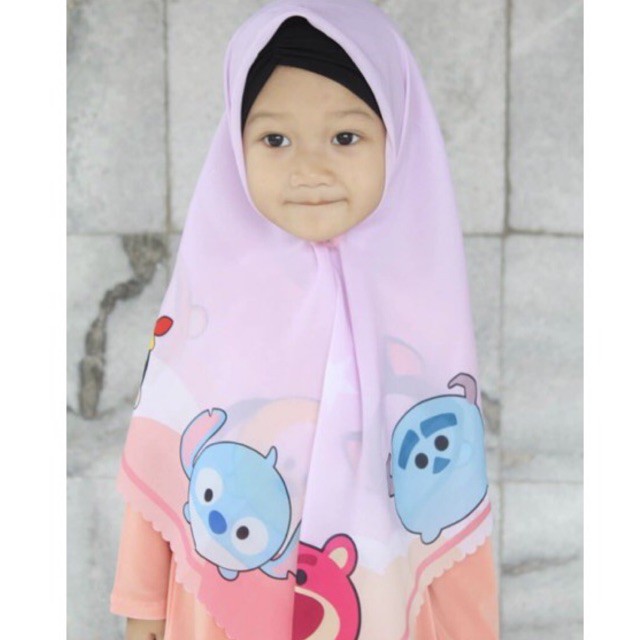 VOAL PRINTING ANAK MOTIF TSUM-TSUM / HIJAB ANAK KARAKTER LUCU / JILBAB ANAK / KERUDUNG ANAK