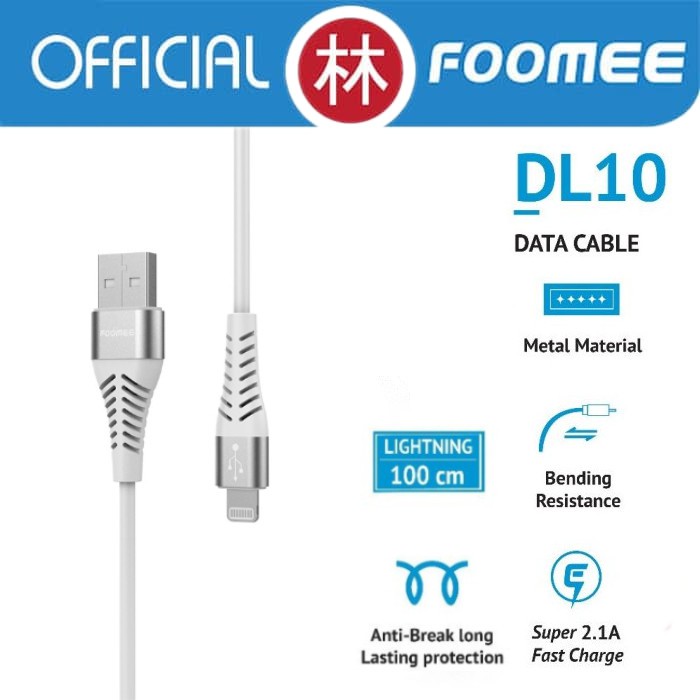 Foomee DL10 Data Cable Lightning Fast Charging 2.1A