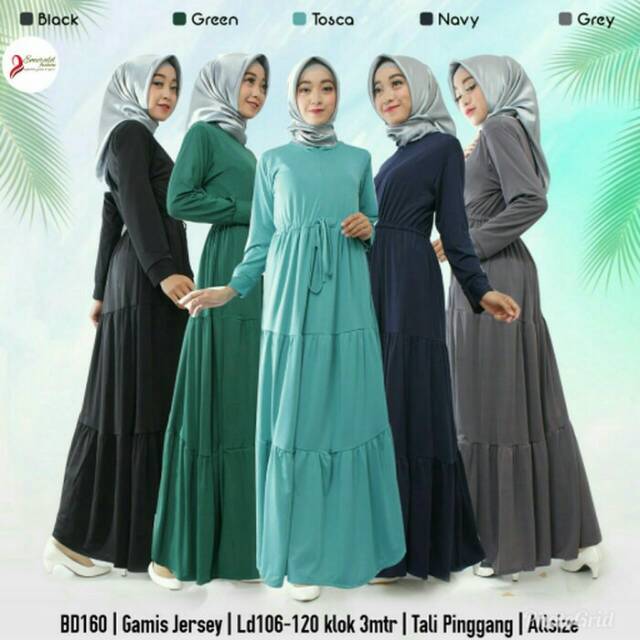 Gamis Jersey Polos 3 Susun Model Canda Shopee Indonesia