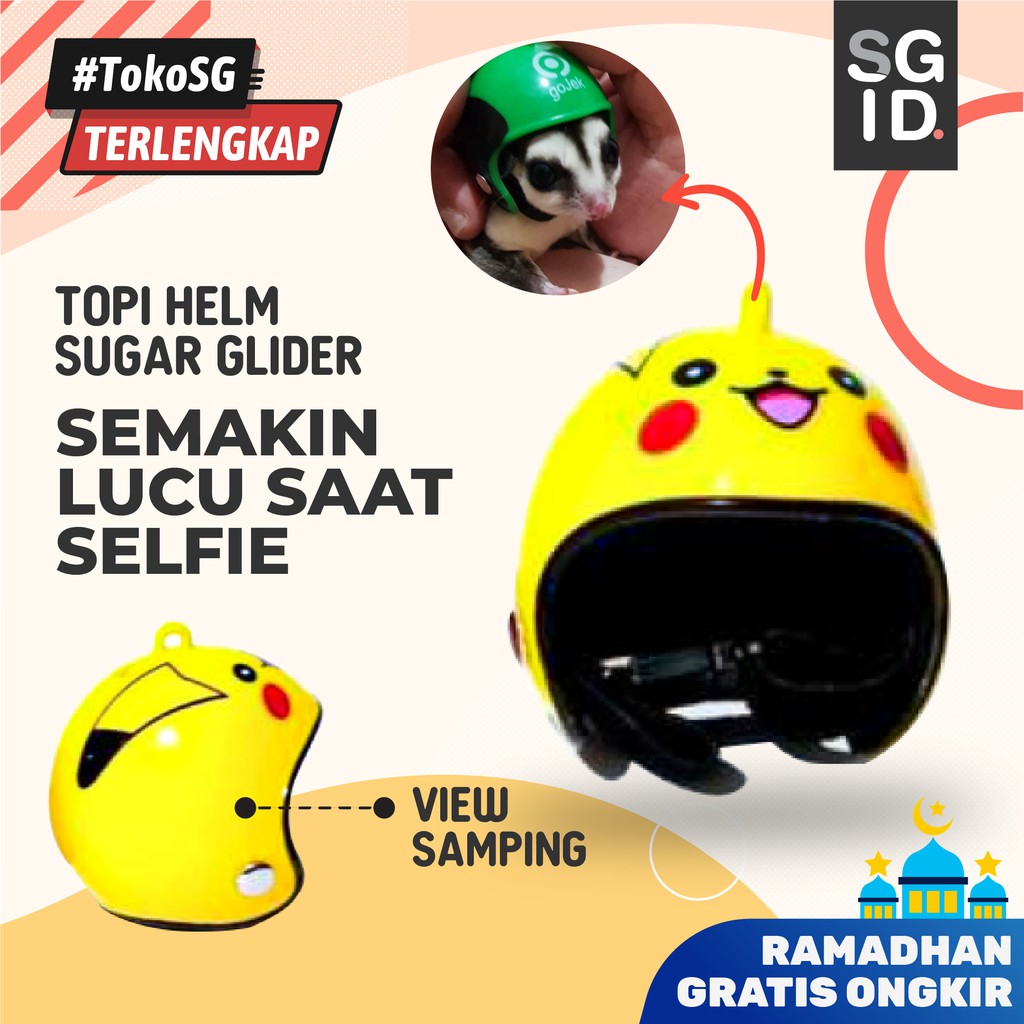 Topi Sugar Glider Hamster Bentuk Helm Aksesoris Selfi Hewan